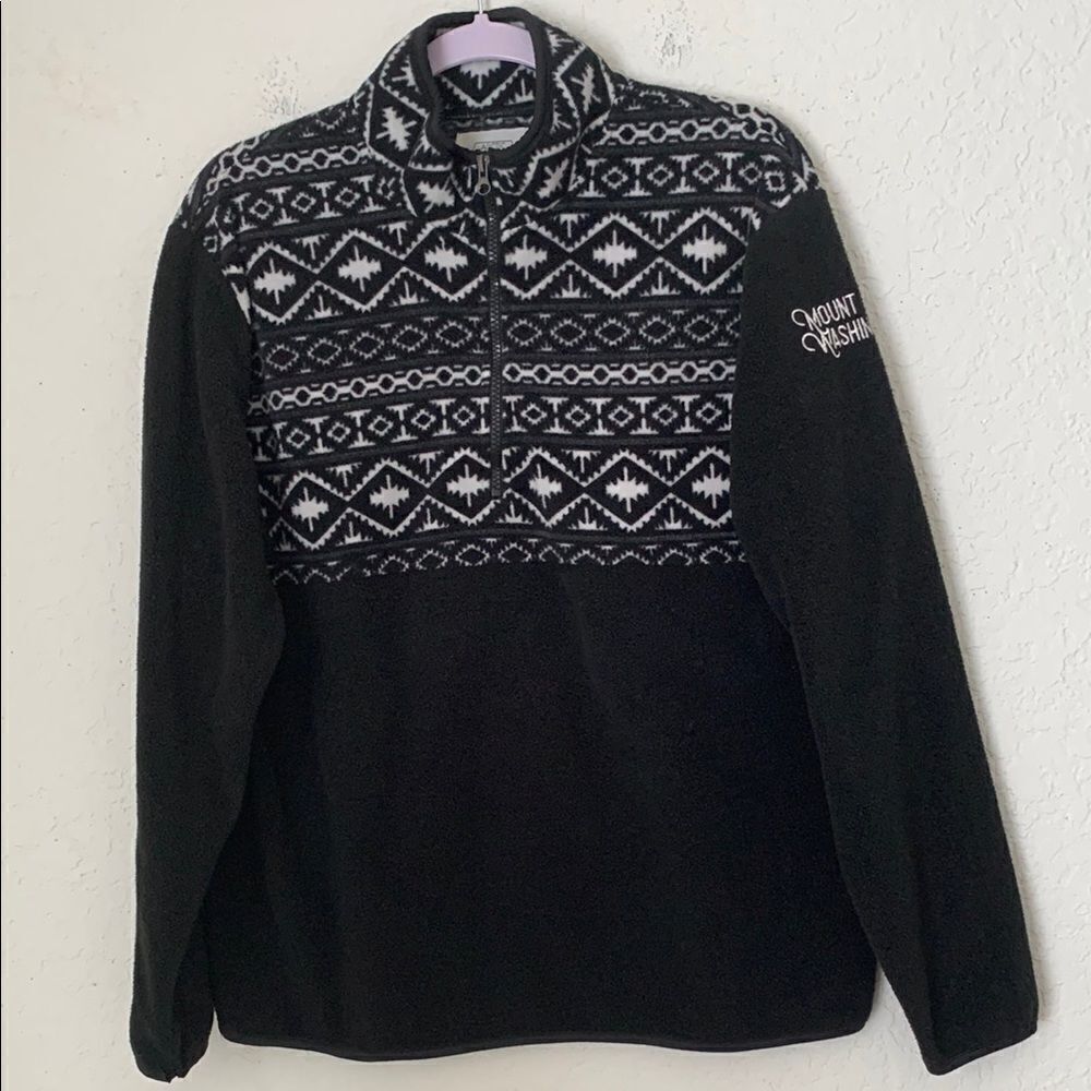 Arctic Image Fleece Black White 3/4 Zip Men’s Sweater Pullover Size M